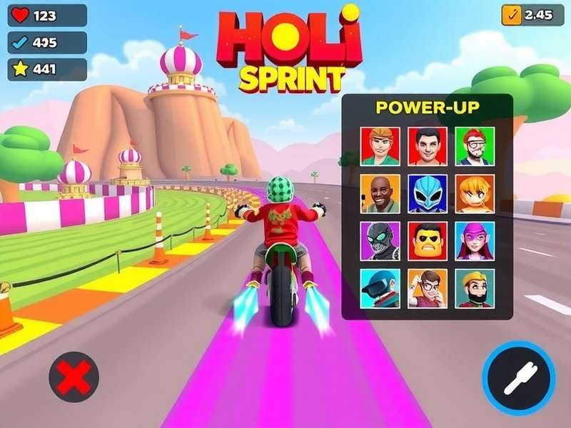 Holi Mega Sprint character selection screen