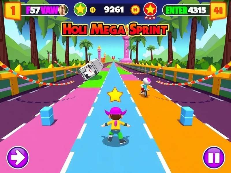 Holi Mega Sprint power-up collection gameplay